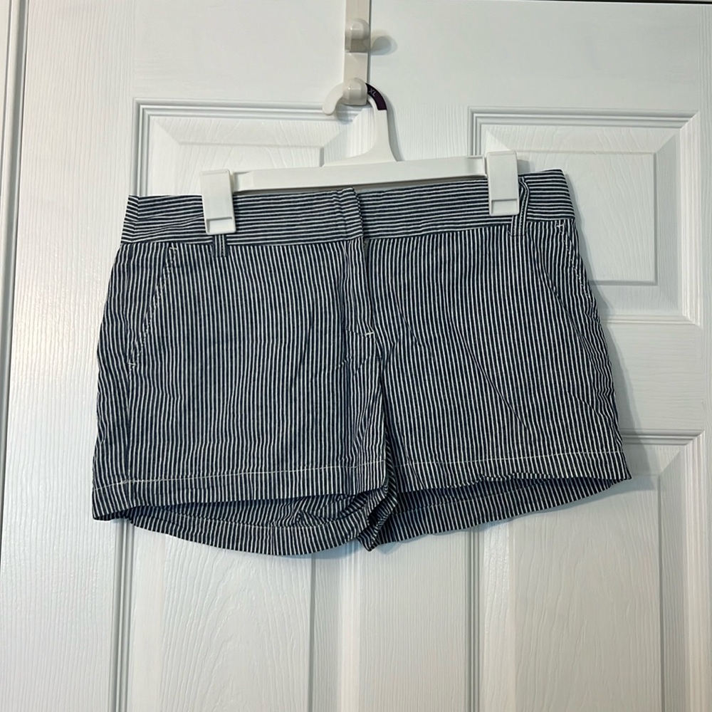 Chino blue and white pinstripe shorts
